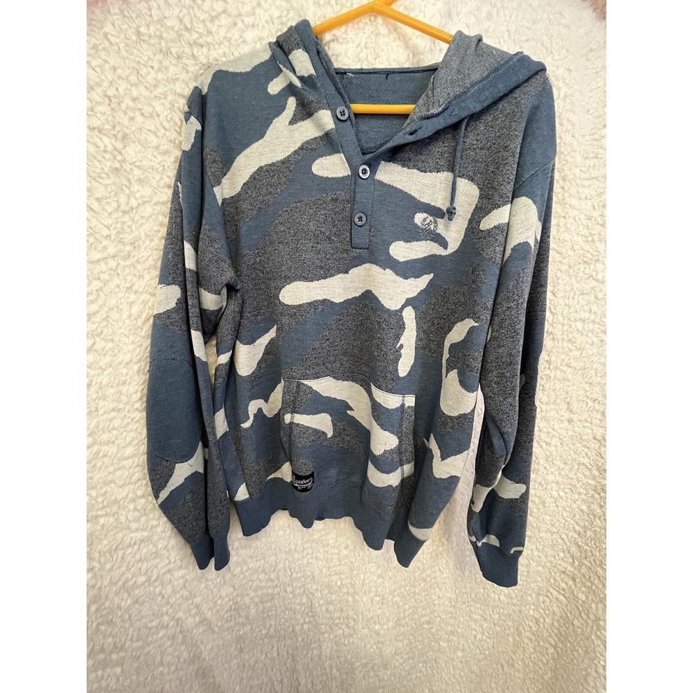 ROCAWEAR Men's XL Hoodie Blue White Camo Pullover Kangaroo Pocket Streetwear